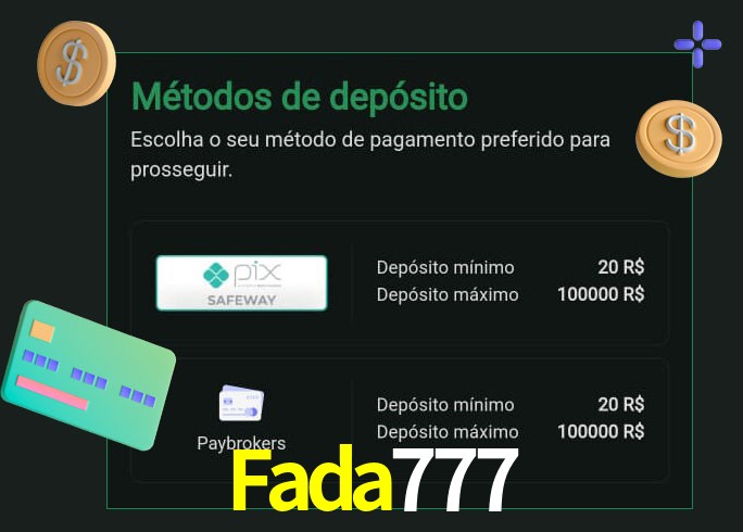 O cassino Fada777 oferece uma grande variedade de métodos de pagamento